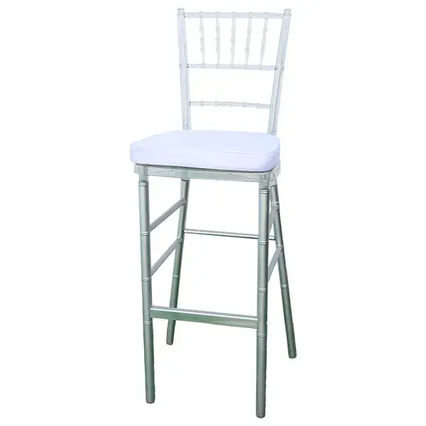 Clear Chiavari Bar Stool with White Cushion