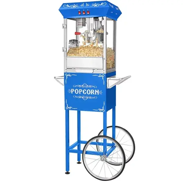 Blue Pop Corn Machine with Cart