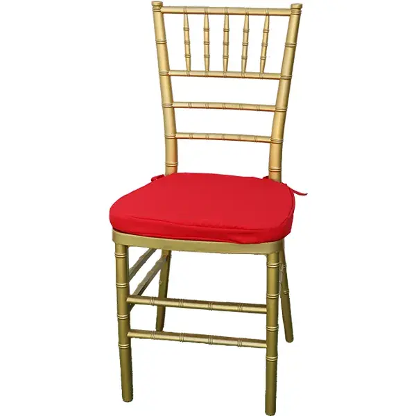 Premium Gold Chiavari Chair with Red Cushion