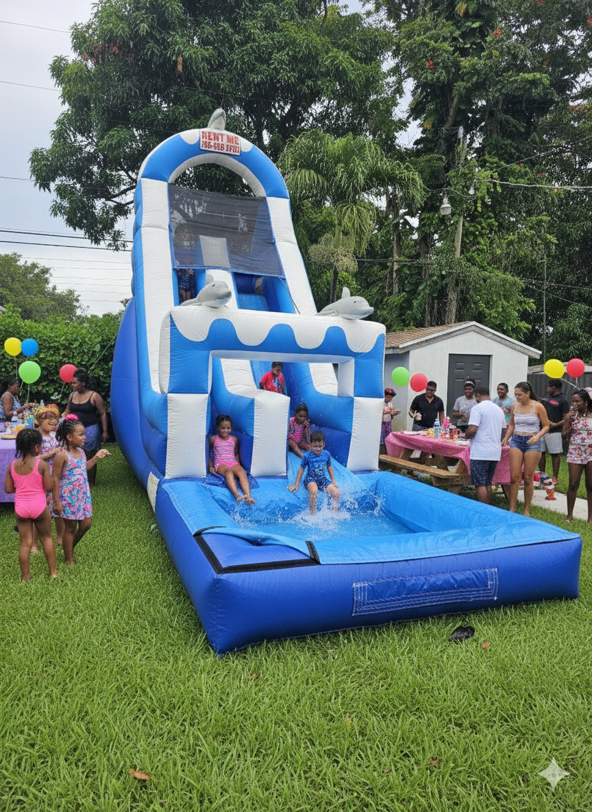 20ft Blue Wave Inflatable Water Slide with Pool