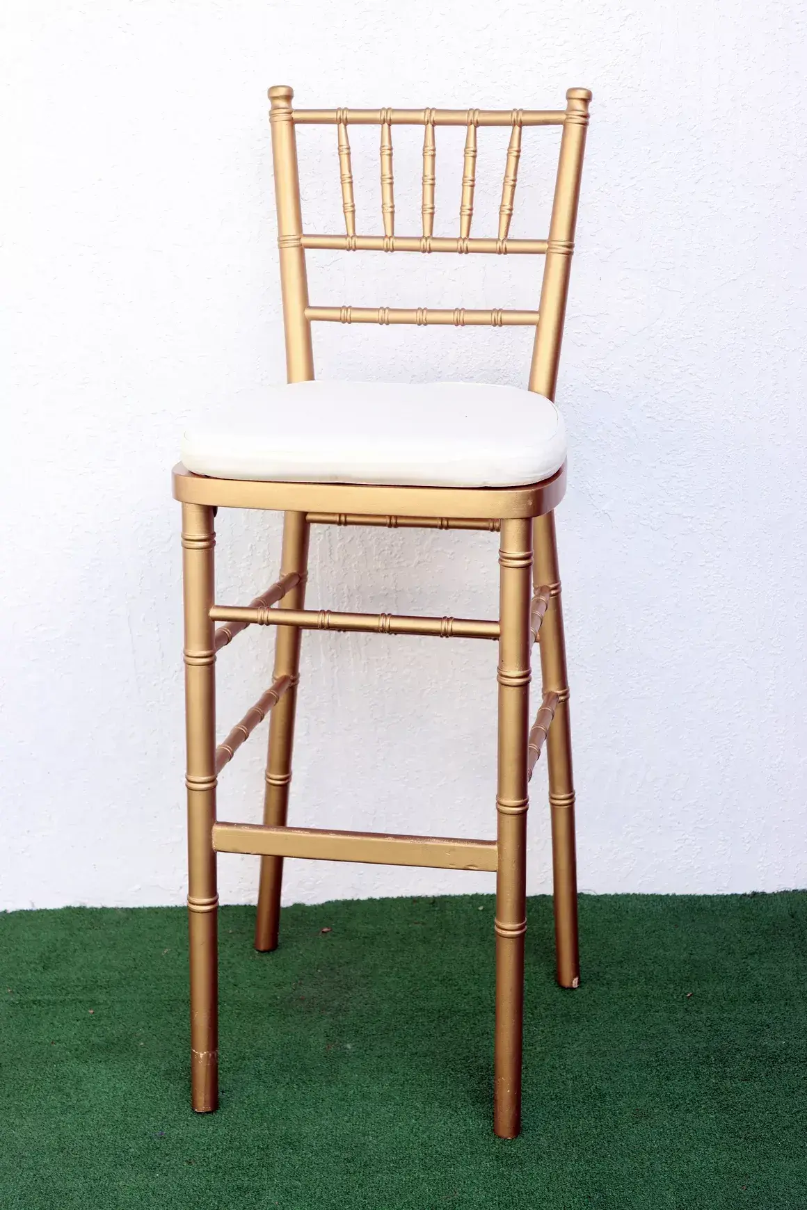 Gold Chiavari Bar Stool with Ivory Cushion
