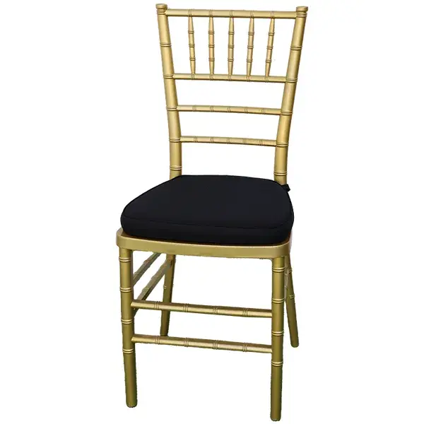 Premium Gold Chiavari Chair with Black Cushion
