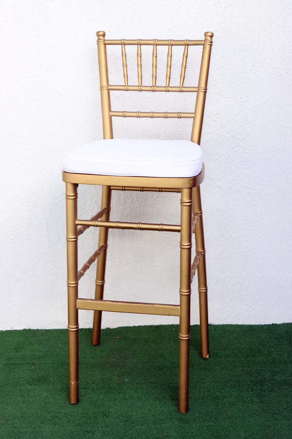 Gold Chiavari Bar Stool with White Cushion