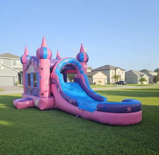 Princess Castle Wet Combo Slide & Bounce House Rental