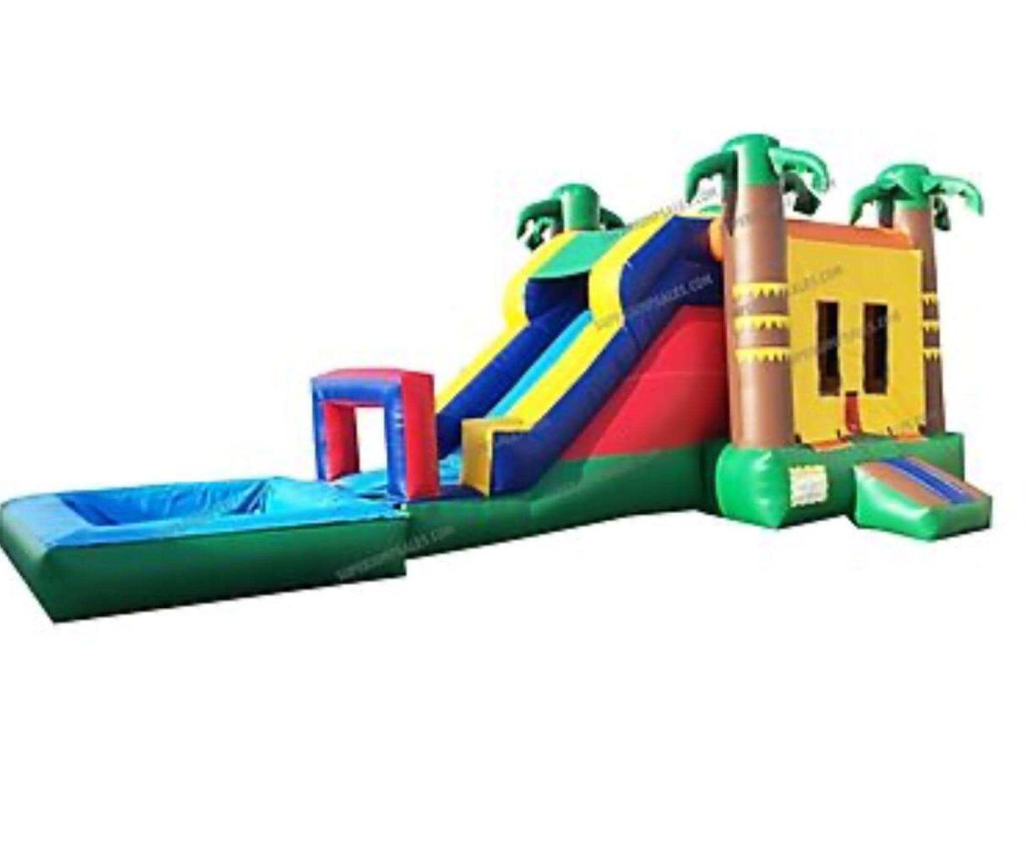 Palm Tree Wet Combo Slide & Bounce House