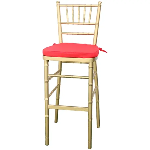 Gold Chiavari Bar Stool with Red Cushion