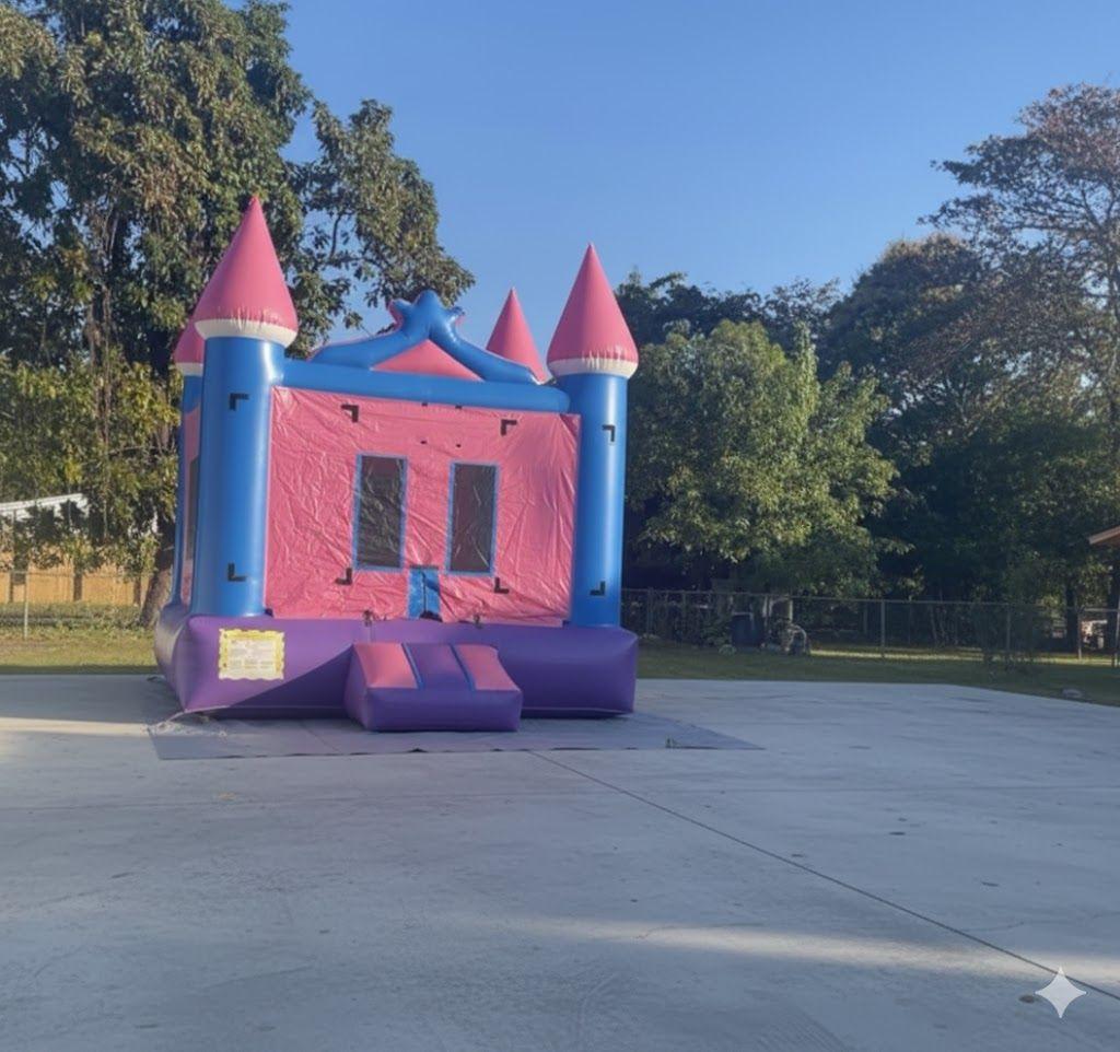 13ft x 13ft Basic Pink and Blue Castle Bounce House