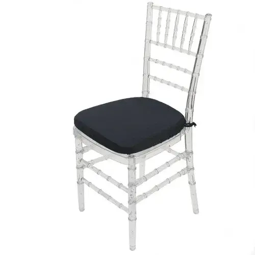 Premium Clear Chiavari Chair with Black Cushion
