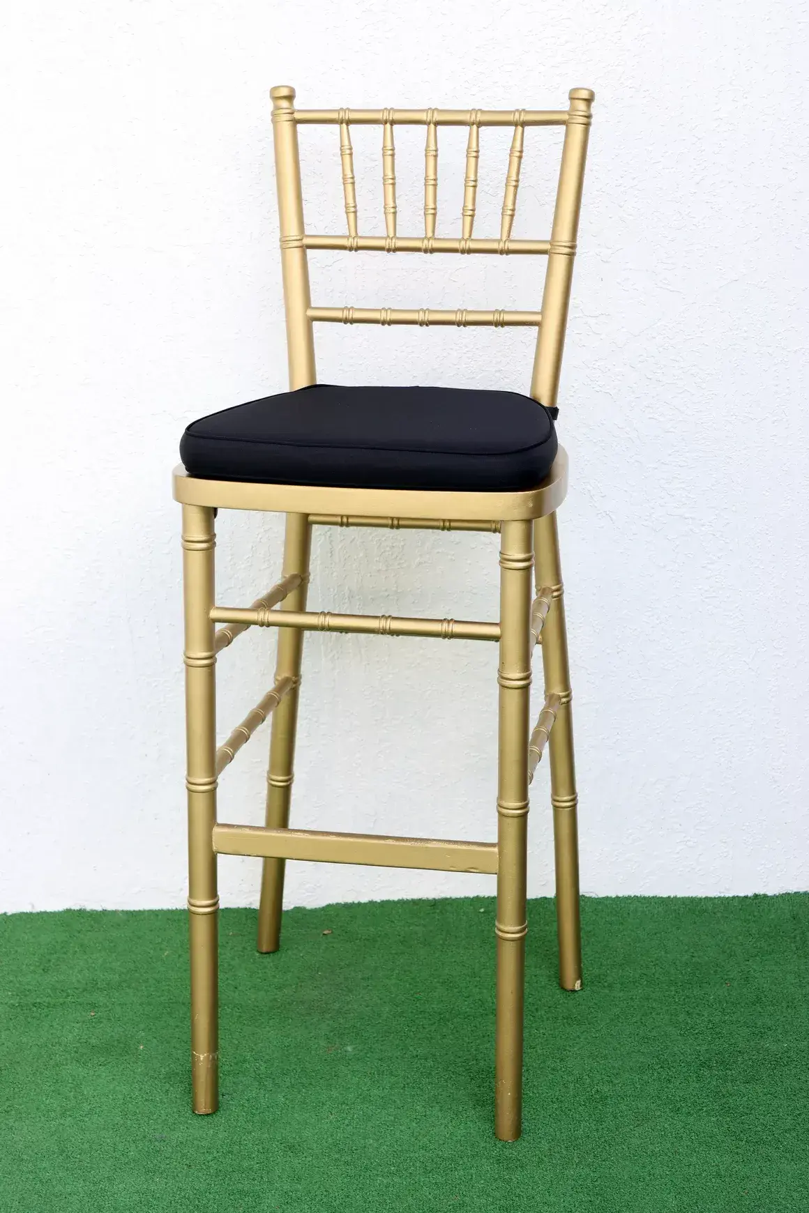 Gold Chiavari Bar Stool with Black Cushion