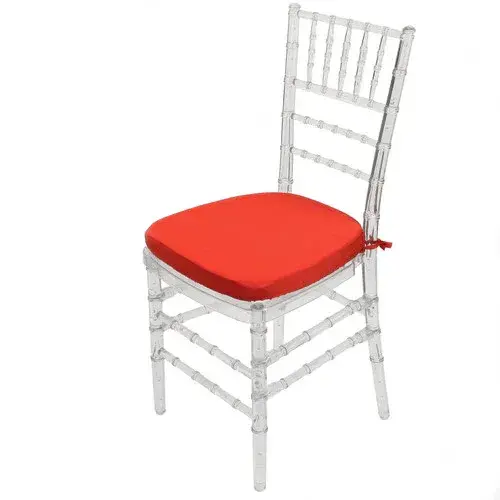Premium Clear Chiavari Chair with Red Cushion