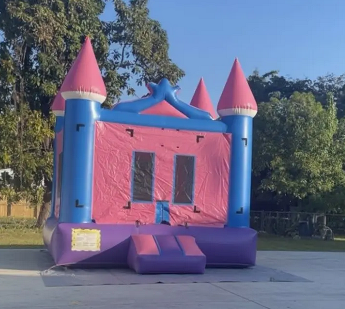 13ft x 13ft Basic Pink and Blue Castle Bounce House