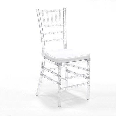 Premium Clear Chiavari Chair with White Cushion